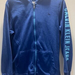 Calvin Klein Jeans Zip Hoodie Blue Youth Large 14/16